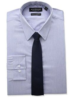 Nick Graham Modern Fitted Chambray Stretch Dress Shirt And Tie