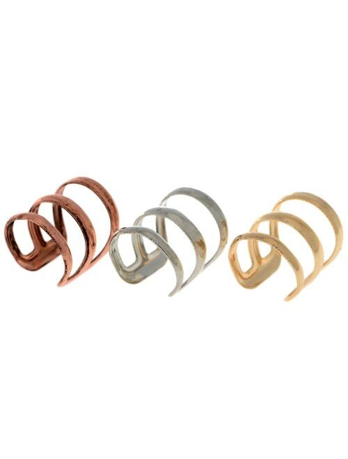 3pcs Gold & Silver & Bronze Tone Cartilage Helix Ear Cuff 3 Hoops Earrings