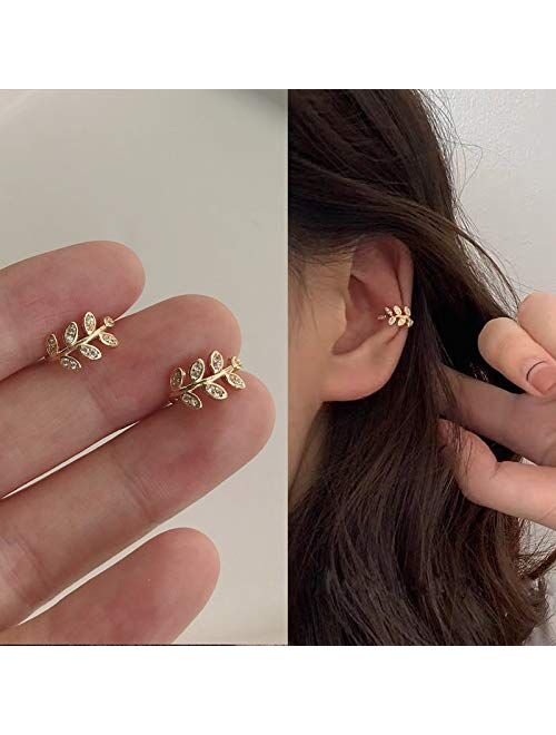 Longita Ear Cuff Earrings for Women non Piercing Ear Clip On Cartilage Earring Cuff Chain Stainless Steel Dainty Crossed Flower Minimal Conch Jewelry Hoop Earrings Silver