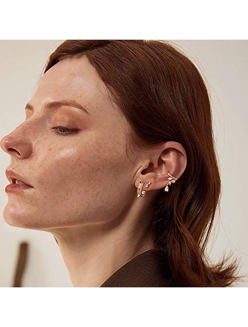 MYEARS Women Ear Cuff Earrings Gold Non Pierced Cartilage Clip on Open Wrap Hoop 14K Gold Filled Simple Minimalist Delicate Hypoallergenic Jewelry Gift