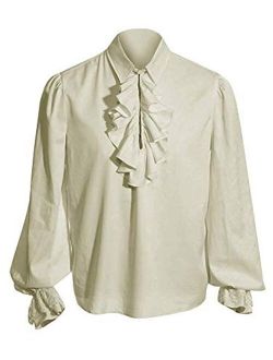 Mens Pirate Medieval Shirts Ruffle Steampunk Gothic Costume Cosplay Renaissance Victorian Tee Viking Tops
