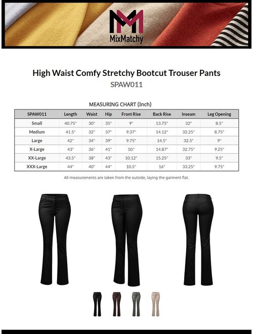 MixMatchy Women's High Waist Comfy Stretchy Bootcut Trouser Pants