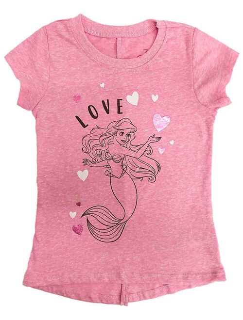 Disney Princess Toddler Girls Pink Ariel Little Mermaid Valentines Shirt