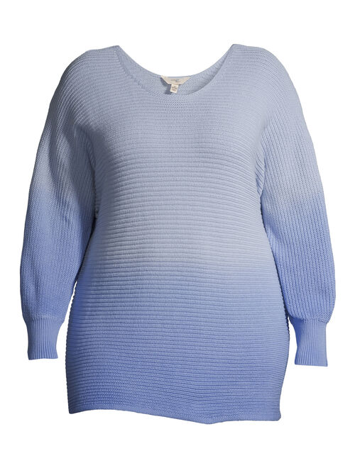 Terra & Sky Women's Plus Size Ombre Pullover Sweater