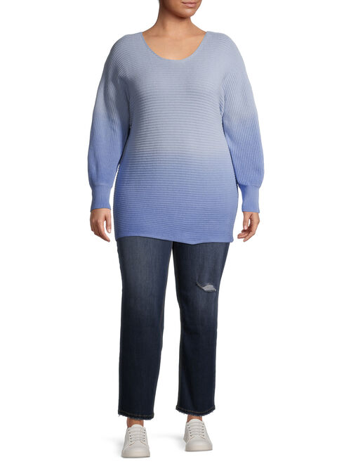 Terra & Sky Women's Plus Size Ombre Pullover Sweater