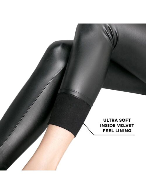 Robert Matthew Faux Leather Leggings - Bodacious High Waisted Tummy Control Fashion Leggings for Women, Womens High Waist Skinny Pants, Black Stretchy Pants