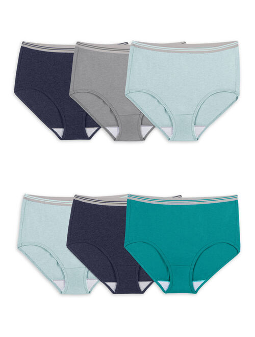 Fit for Me by Fruit of the Loom Fit for Me Women's Plus Heather Assorted Brief Underwear, 6 Pack