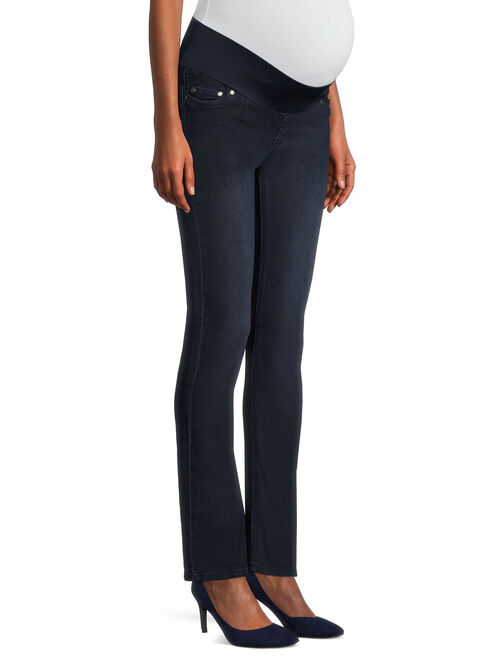 Maternity Oh! Mamma Straight Leg Jeans with Demi Panel (Available in Plus Sizes)