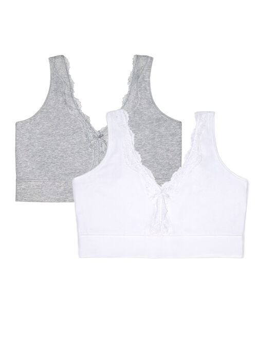 Fruit of the Loom Womens Smoothing Back Full Coverage Wireless Bralette, 2-Pack
