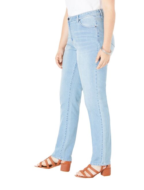 Roaman's Women's Plus Size Straight-Leg Jean With Invisible Stretch Jean