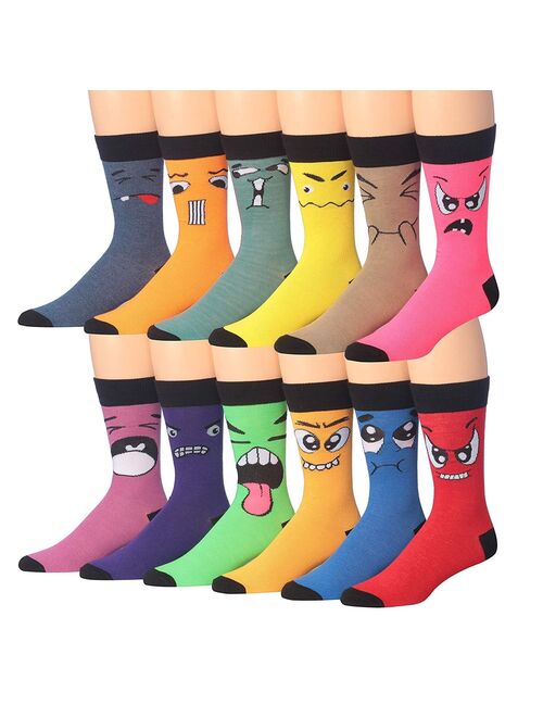 James Fiallo Mens 12-Pairs Funny Funky Crazy Novelty ful Patterned Dress Socks M192-12