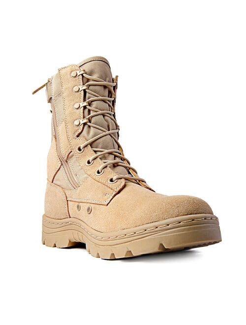 Men's Tactical Boots Dura Max 8" with Zipper Sand Suede Leather Waterproof Coyote Oil & Slip Resistant Boots