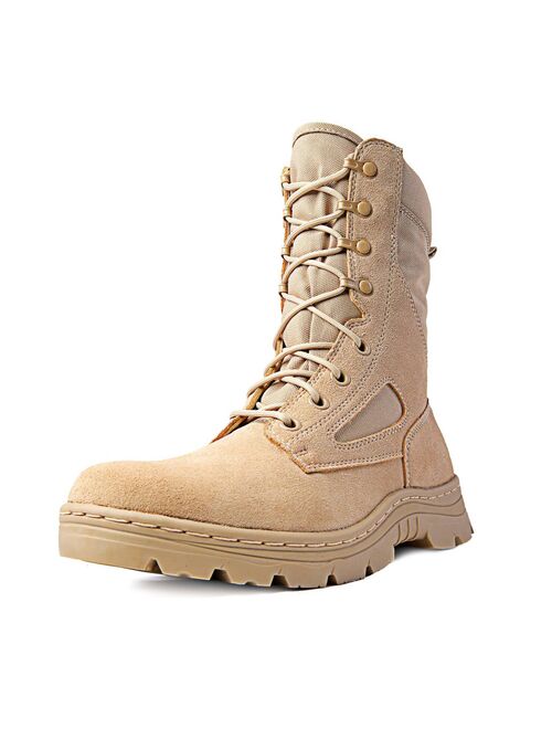Men's Tactical Boots Dura Max 8" with Zipper Sand Suede Leather Waterproof Coyote Oil & Slip Resistant Boots