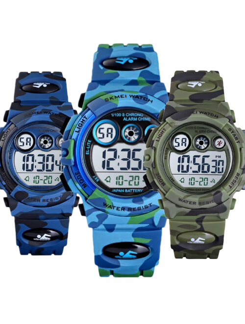 Boys Digital Military Sport Watch, 50M Water Resistant, 7 to 11 year olds, w Gift Box