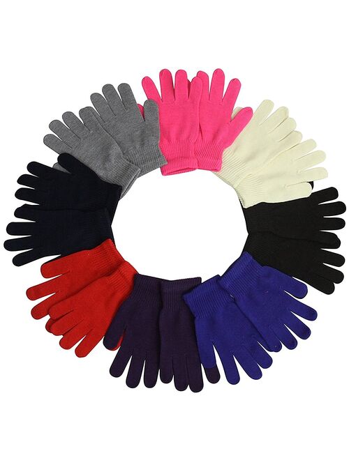 Mens Winter Gloves 12 Pairs Soft Stretchy Gloves Knitted Mittens