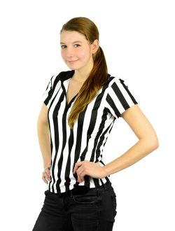 Mato & Hash Women's 1/4 Zip-Up Quarter-Zip Referee Short Sleeve Ref Tee Shirt