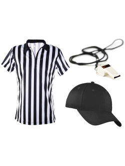 Mato & Hash Women's 1/4 Zip-Up Quarter-Zip Referee Short Sleeve Ref Tee Shirt