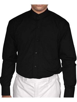 INMONARCH Mens Black Cotton Nehru Collar Shirt Long Sleeve NSH07
