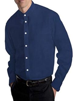 INMONARCH Navy Blue Mens Cotton Nehru Collar Shirt NSHP17035LARGE L (Large) Dark Navy