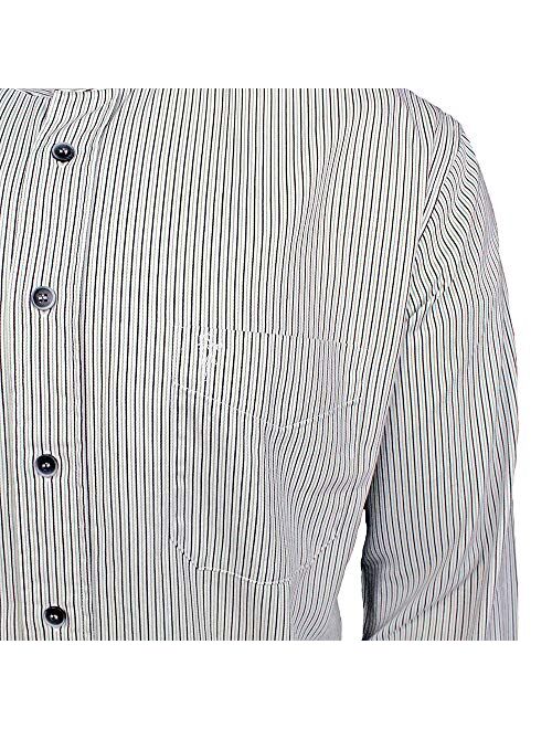 Traditional Irish Grandfather Collarless Striped Shirt for Men