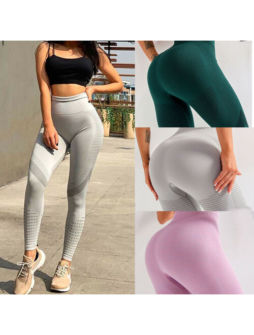 Fittoo Womens Yoga Pants Cut Out Push Up Gym Workout High Waist Compression Leggings