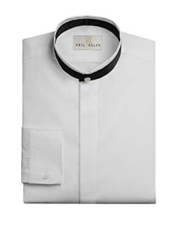 Men's Banded Collar with Black Trim Dress Shirt