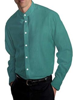 INMONARCH Mens Green Cotton Nehru Collar Shirt NSHP17030