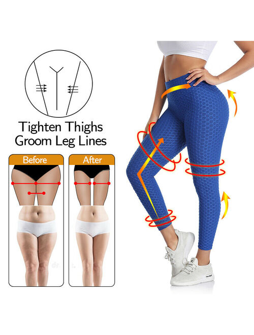 Womens High Waist Compression Leggings, Push Up Yoga Anti-Cellulite Gym Sports Scrunch Pants