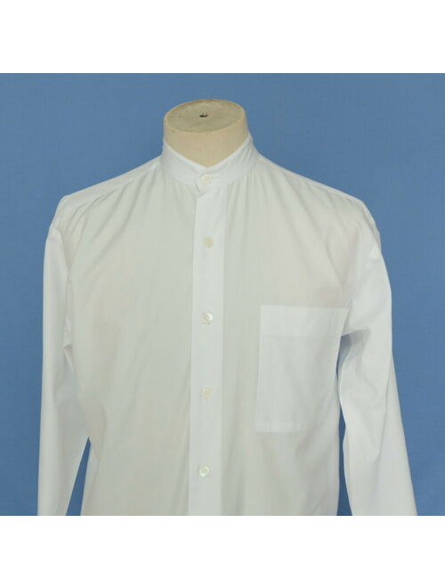 ISSEY MIYAKE im Product White Collarless Cotton Button Front Men's Shirt L/S S