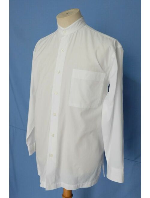 ISSEY MIYAKE im Product White Collarless Cotton Button Front Men's Shirt L/S S