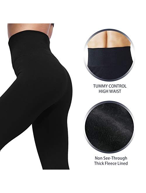 LUOYANXI High Waist Tummy Control Compression Leggings for Women Winter Warm Fleece Lined Seamless Thick Pants