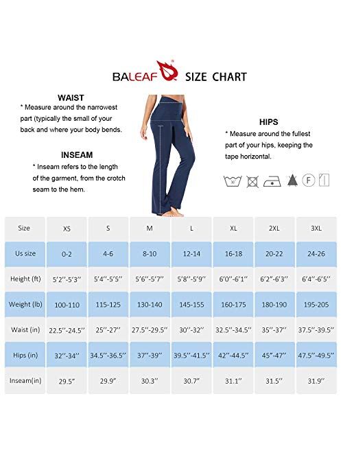 BALEAF Women's Cotton Bootcut Yoga Pants Butter Soft High Waisted Bootleg Workout Flare Pants with Pockets
