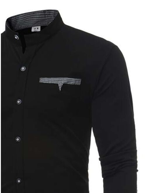 Shein Men Gingham Panel Button Up Shirt