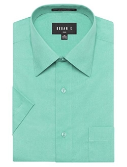 URBAN K Men's Classic Fit Solid Formal Collar Short Sleeve Dress Shirts Regular & Plus Size