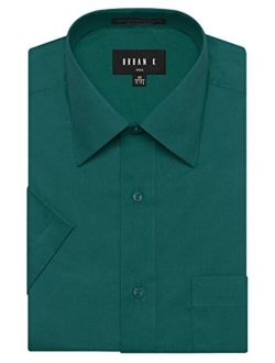 URBAN K Men's Classic Fit Solid Formal Collar Short Sleeve Dress Shirts Regular & Plus Size