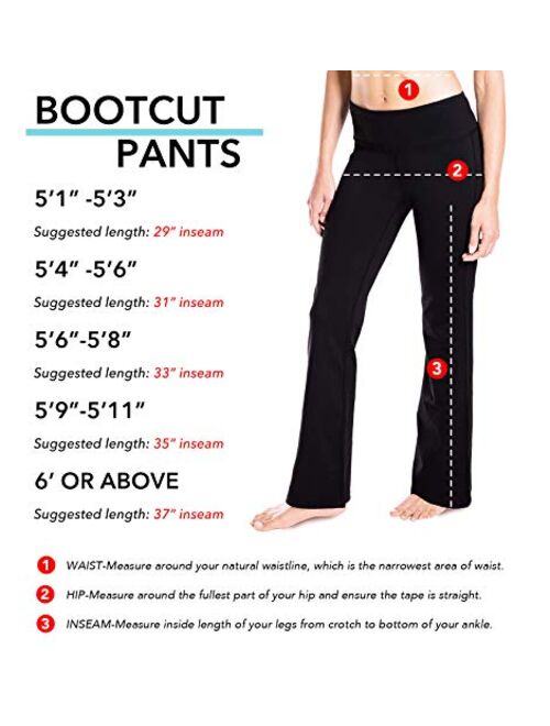 Yogipace,27"/29"/31"/33"/35"/37",Women's Bootcut Yoga Pants Workout Back Pockets