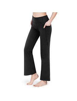 Inno Buttery Soft Women's Bootcut Yoga Pants Capris with Pockets, High Waist Workout Bootleg Flared Wide Leg Pants