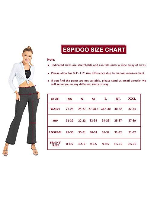 ESPIDOO Women Bootcut Yoga Pants, Workout Bootleg with Pockets for Work Casual