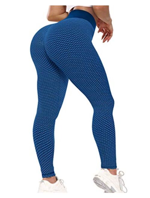 YAMOM Ruched Butt Lifting High Waist Textured Yoga Pants Tummy Control Workout Leggings