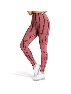 Aoxjox Women's Workout Gym Tie Dye High Waist Compression Leggings Yoga Pants