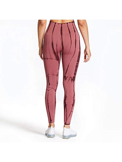 Aoxjox Women's Workout Gym Tie Dye High Waist Compression Leggings Yoga Pants