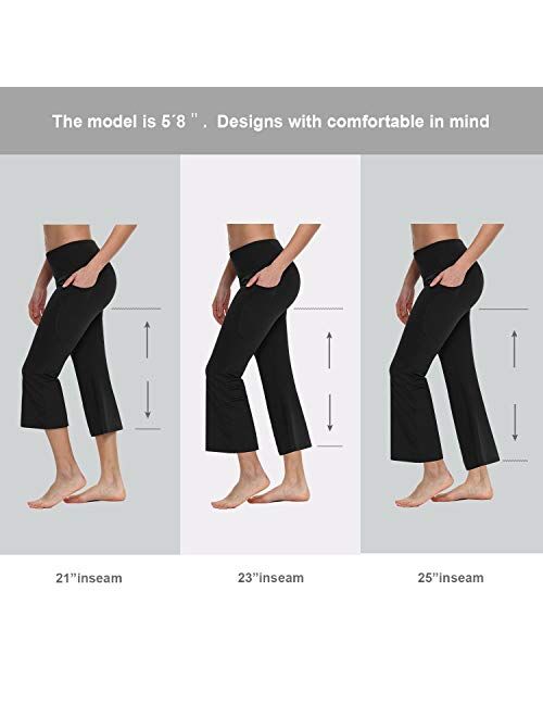 BALEAF Yoga Workout Capris for Women Lounge Flare Pants Casual Work Bootcut with Side Pockets - 21"