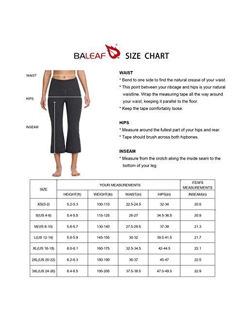 BALEAF Yoga Workout Capris for Women Lounge Flare Pants Casual Work Bootcut with Side Pockets - 21"