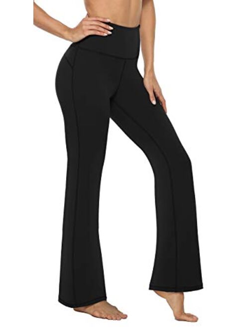 AFITNE Women's Bootcut Yoga Pants with Pockets, High Waist Workout Bootleg Yoga Pants Tummy Control 4 Way Stretch Pants