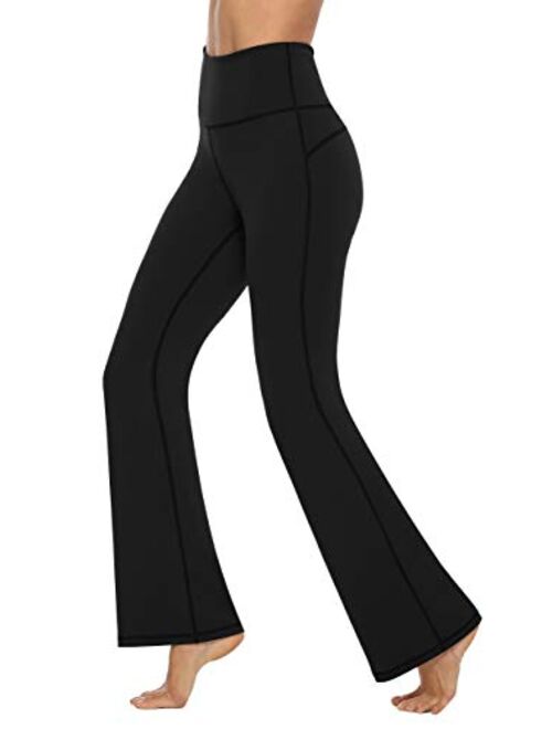 AFITNE Women's Bootcut Yoga Pants with Pockets, High Waist Workout Bootleg Yoga Pants Tummy Control 4 Way Stretch Pants