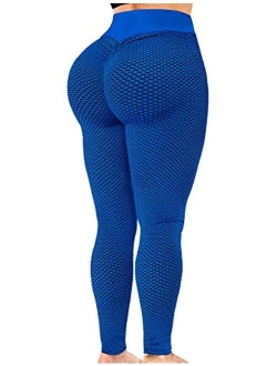 Jenbou High Waist Tummy Control Yoga Pants Ruched Butt Lifting Workout Leggings for Women Stretchy Booty Tights