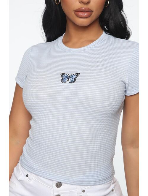 Butterfly Babe Baby Tee - Blue/combo
