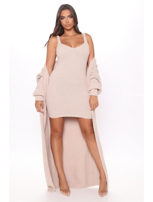 Living In It Cozy Dress Set - Taupe