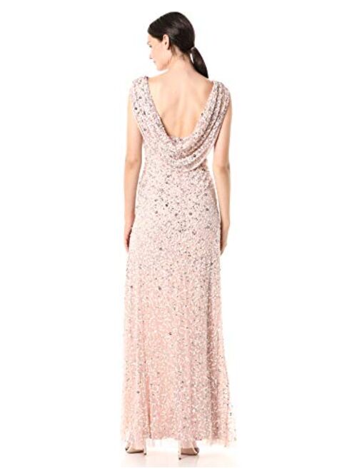 Adrianna Papell Women's Sleevless Cowl Back Beaded Long Gown
