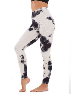 Women's Scrunched Workout Leggings Textured Tie Dye Booty Yoga Pants Ruched Butt Lifting Leggings